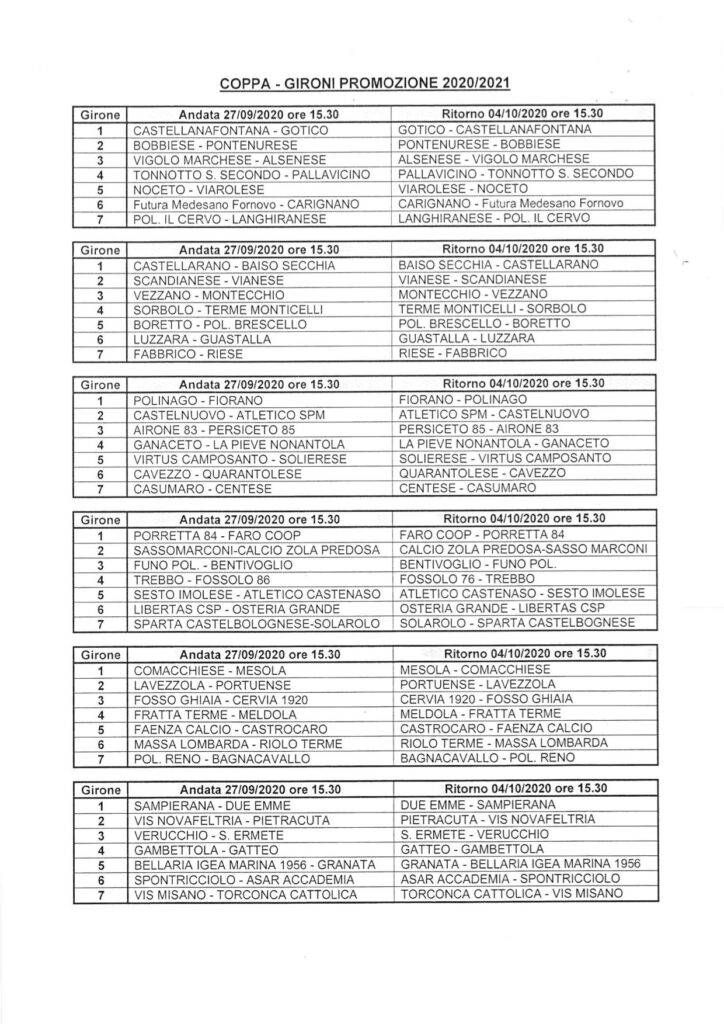 Sorteggi Coppa Promozione