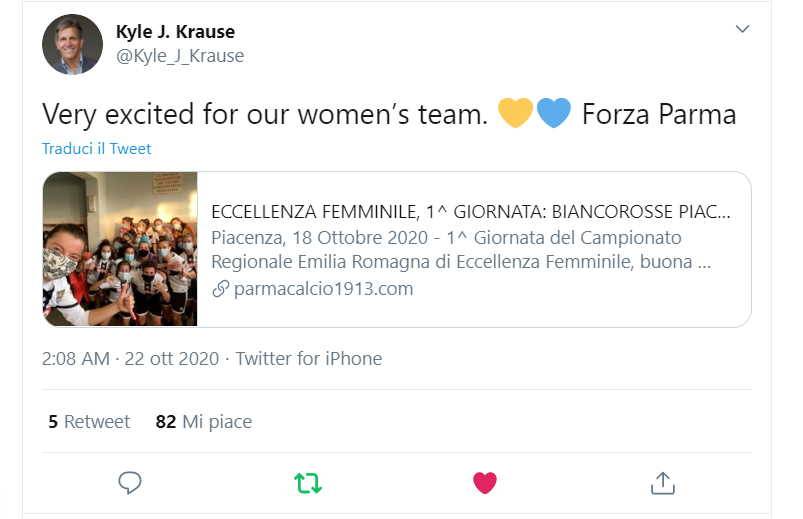 kyle krause tweet parma femminile