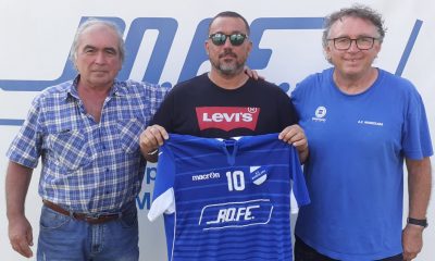 Il nuovo allenatore del Marzolara Luca Estasi con il ds Gian Paolo Adorni e il dg Mauro Barbuti