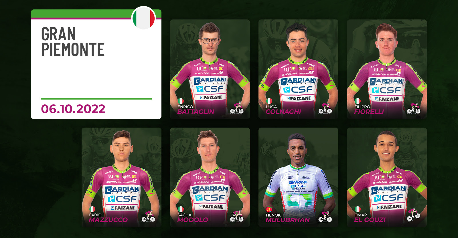 La formazione Bardiani CSF Faizane al Gran Piemonte del 6 ottobre 2022