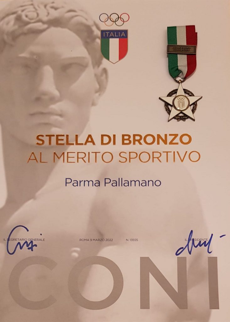 stella di Bronzo al merito sportivo per la Parma Pallamano
