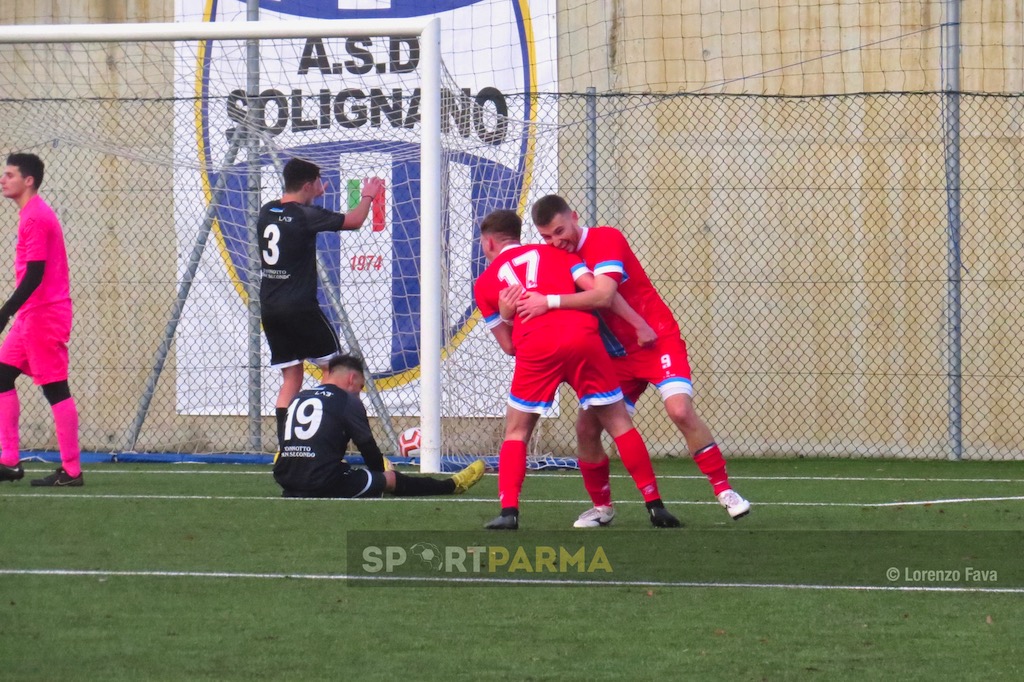 Leckaj e Giangiacomi dopo il gol partita in Solignano Tonnotto San Secondo 1 0 17a giornata Promozione 2022 2023