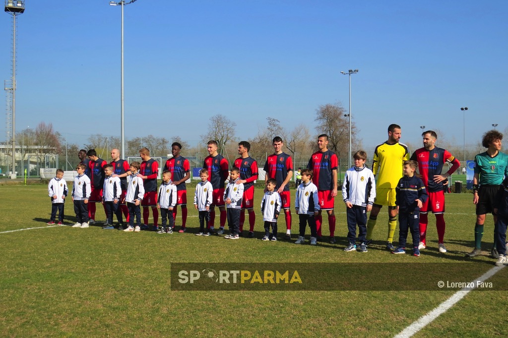 Real Sala Baganza Sorbolo Biancazzurra 23a giornata Prima Categoria gir. B 2022 2023 squadra ospite con i bambini