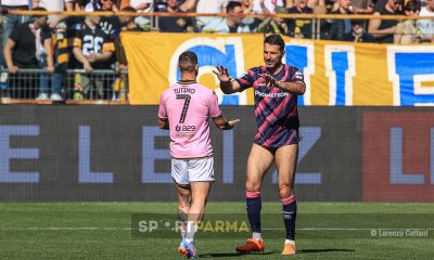 Tutino e Buffon dopo Parma Palermo 2 1 31a giornata Serie B 2022 2023