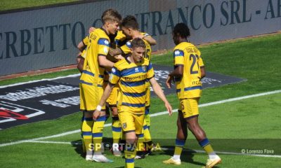 esultanza dopo il gol di Camara in Cittadella Parma Watermarked Copia