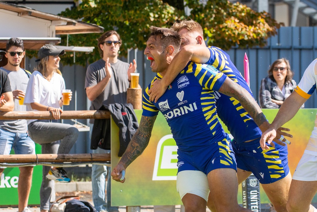 Bruno Zebre Rugby esulta contro il Leinster al Lanfranchi Amarcord Fotovideo