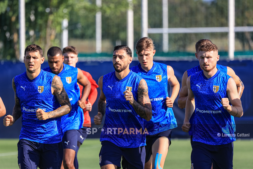 primo allenamento stagionale Parma Calcio a Collecchio 8 luglio 2023 Juric Pezzella Benedyczak e Hainaut