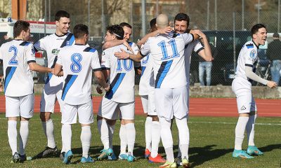 abbraccio giocatori Borgo San Donnino dopo un gol Eccellenza 2022 2023