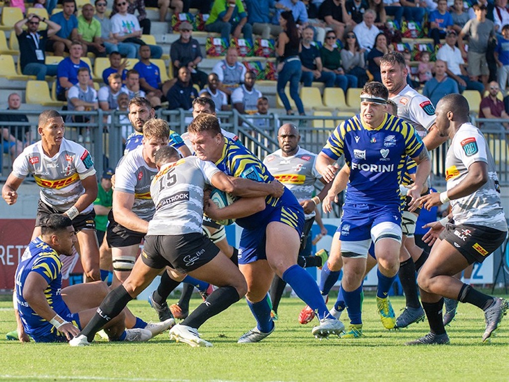 Ion Neculai carica al Lanfranchi contro i DHL Stormers Stefano Delfrate