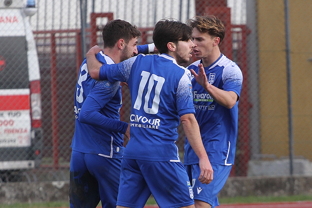 esultanza giocatori baincoblu dopo il gol del pareggio in Borgo San Donnino Sammaurese 2 1 20a giornata Serie D gir. D 2023 2024