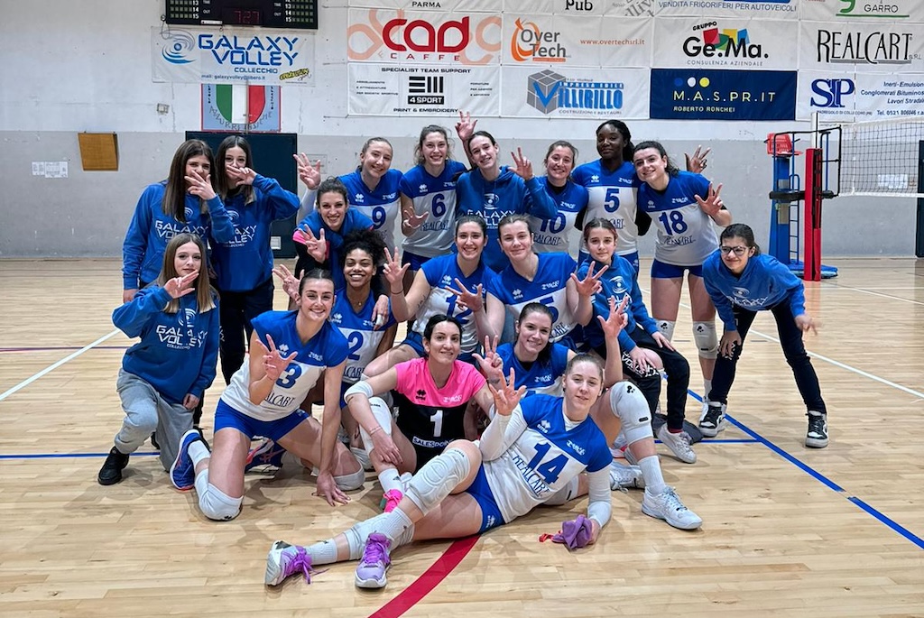 lesultanza delle ragazze del Galaxy Volley Collecchio dopo la vittoria su Moma Anderlini Modena per 3 0