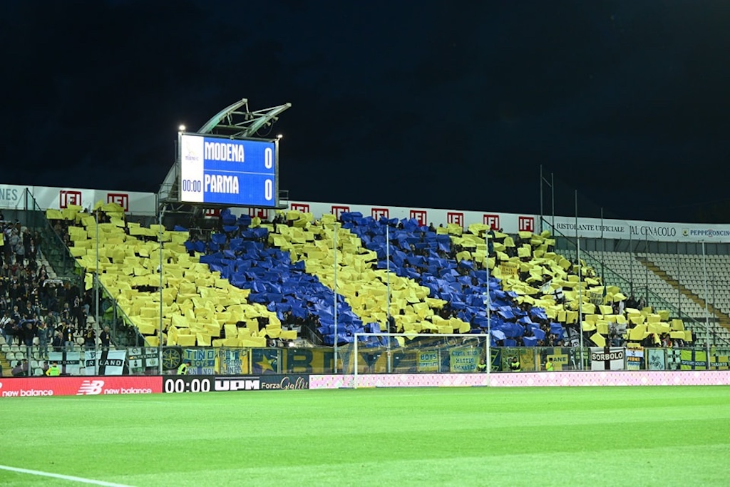 settore ospiti stadio Alberto Braglia in Modena Parma 1 1 Serie B 2022 2023