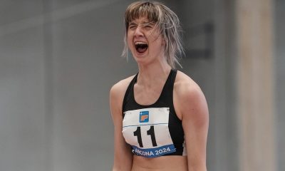 Aurora Vicini esulta per la vittoria agli Assoluti indoor di atletica 2024