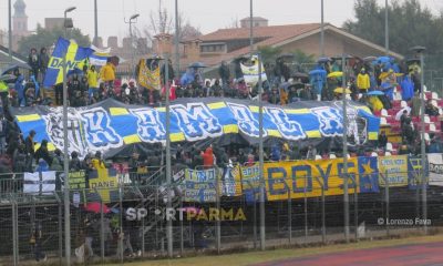 Striscione Boys in memoria di Michele Kamala Gnocchi durante Cittadella Parma 1 2 10.02.2024