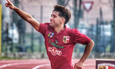 Youness El Hani esulta dopo uno dei due gol segnati in Fidentina Fabbrico 4 0 24a giornata Eccellenza 20232024