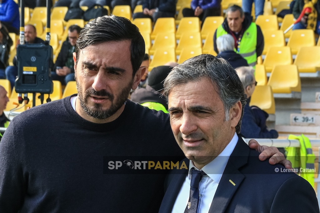 gli allenatori Alberto Aquilani e Fabio Pecchia in Parma Pisa 25a giornata Serie B 2023 2024