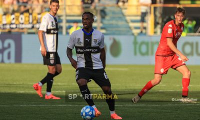 Parma Spezia 2 0 33a giornata Serie B 2023 2024 Wylan Cyprien col pallone tra i piedi