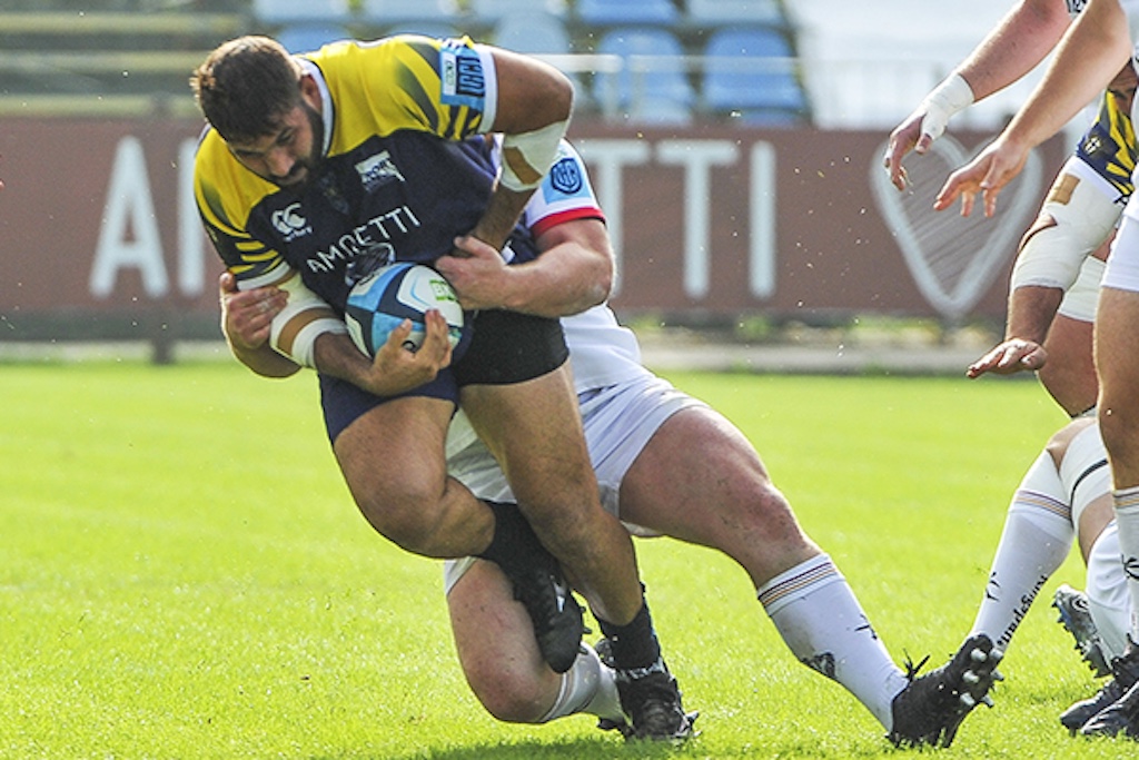 Zebre Parma vs Ulster Juan Pitinari lotta sul prato del Lanfranchi