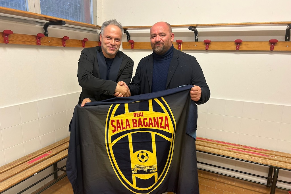 il nuovo allenatore del Real Sala Baganza per la stagione 2024 2025 di Prima Categoria Francesco Colacicco con Luigi Pucci