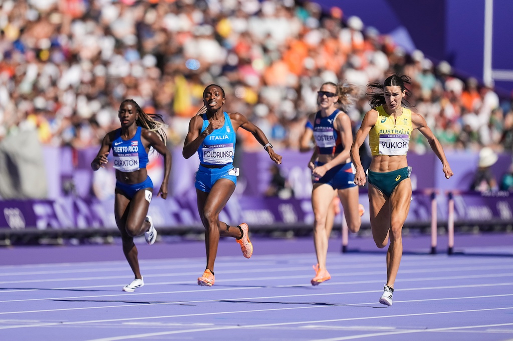 Ayomide Folorunso nel turno di ripescaggio dei 400hs femminile alle Olimpiadi di Parigi 2024