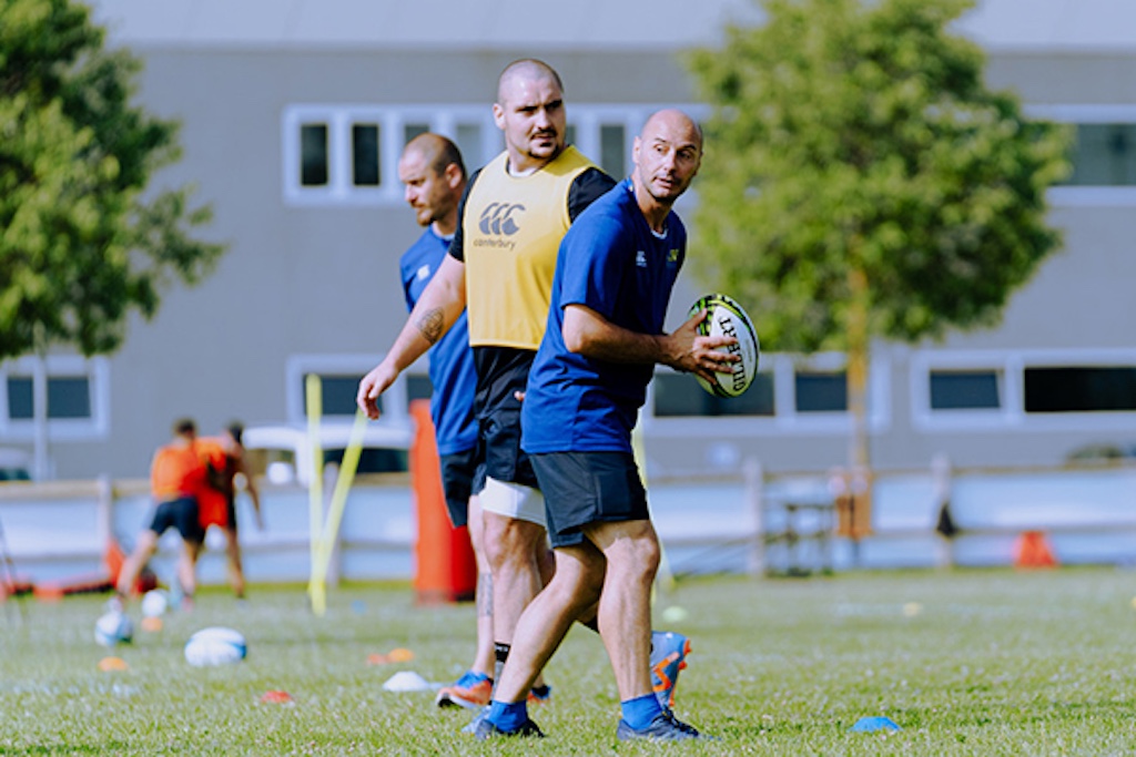 Mattia Dolcetto in allenamento alla Cittadella del Rugby di Parma