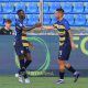 Parma Atalanta 4 1 amichevole 04.08.2024 Drissa Camara si complimenta con Anthony Partipilo per il gol