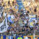 Parma Atalanta 4 1 amichevole 04.08.2024 sciarpe e bandiere gialloblu in Curva Nord