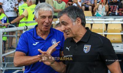 gli allenatori Gian Piero Gasperini e Fabio Pecchia nellamichevole Parma Atalanta 04.08.2024