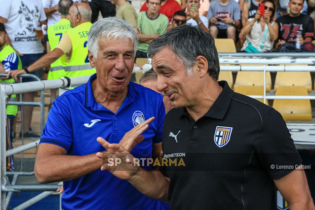 gli allenatori Gian Piero Gasperini e Fabio Pecchia nellamichevole Parma Atalanta 04.08.2024