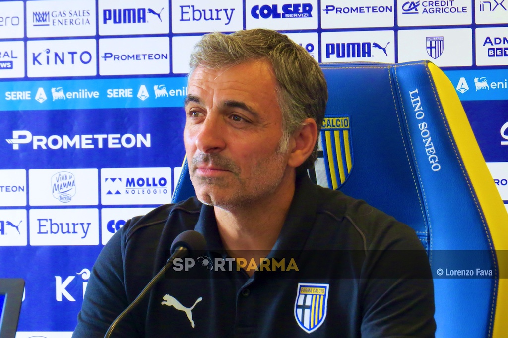 lallenatore Fabio Pecchia Parma Calcio in conferenza stampa il 16.08.2024