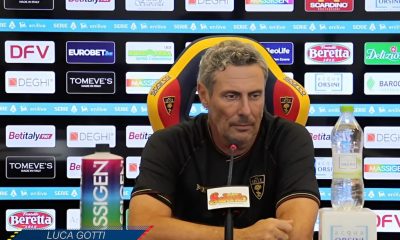 Luca Gotti allenatore US Lecce in conferenza stampa