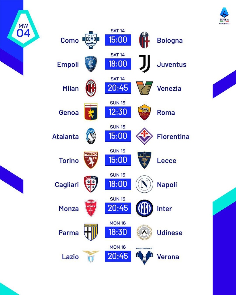 date e orari 4a giornata SErie A Enilive 2024 205