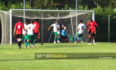 il tocco di Manuel Bruschi sul colpo di testa ravvicinato di Roberto Bolsi in Il Cervo Basilicastello 1 2 1° turno Coppa Emilia Prima Categoria 2024 2025