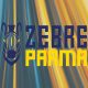 logo Zebre Parma su sfondo gialloblu