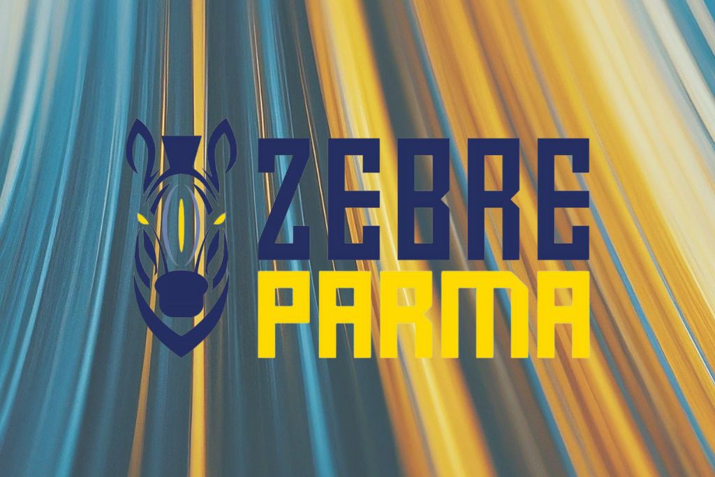 logo Zebre Parma su sfondo gialloblu