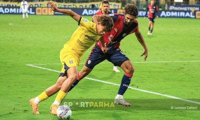 Parma Cagliari 2 3 6a giornata Serie A 2024 2025 Anas Haj Mohamed contrastato da Sebastiano Luperto