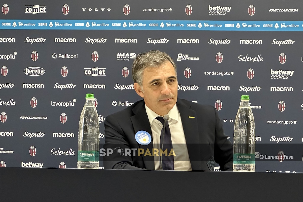 mister Fabio Pecchia in conferenza stampa dopo Bologna Parma 0 0 7a giornata Serie A 2024 2025