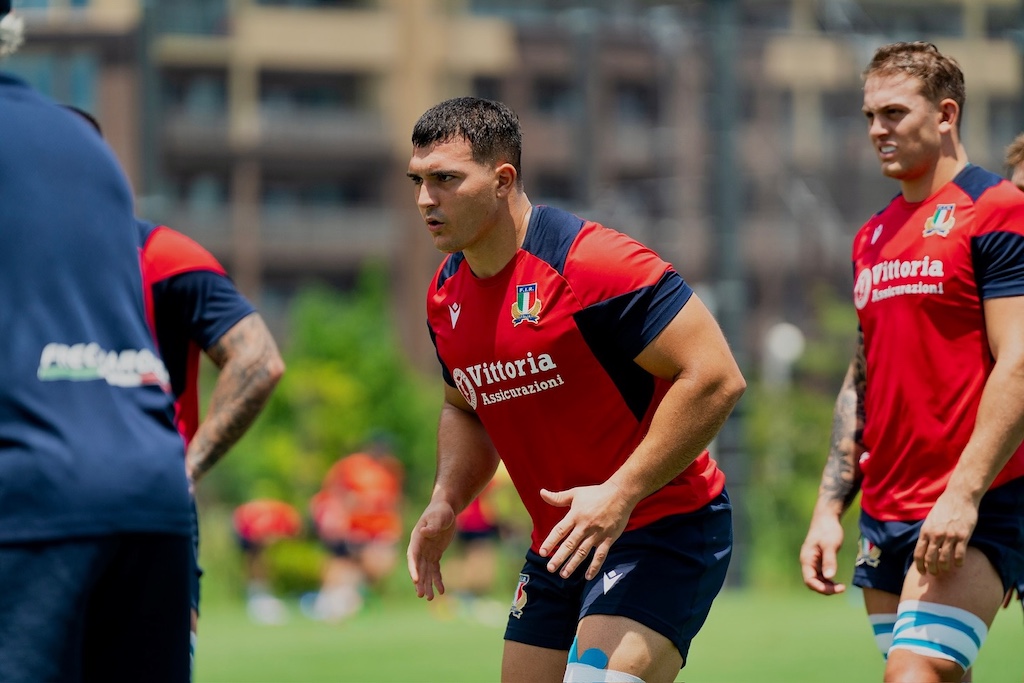 Danilo Fischetti in allenamento con lItalrugby