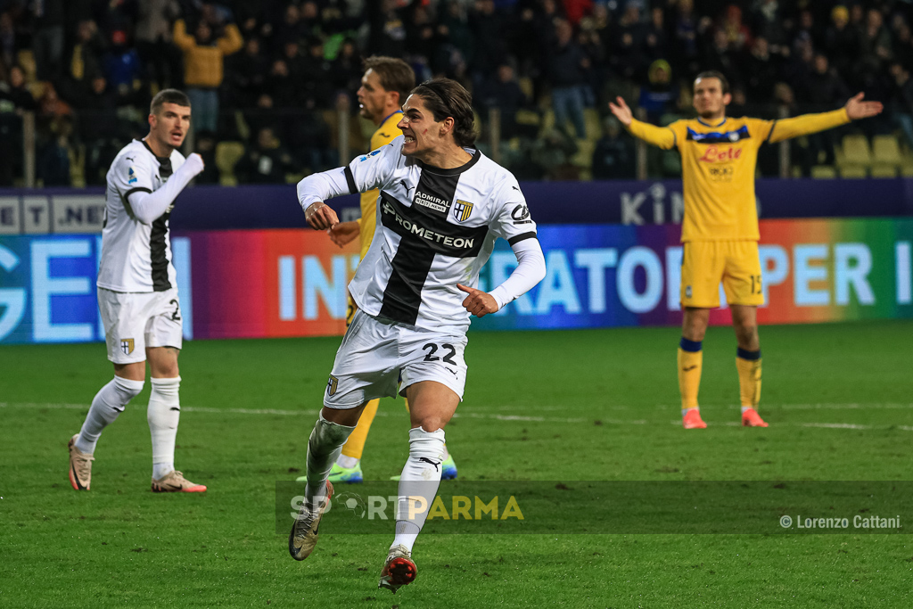 Parma Atalanta 1 3 13a giornata Serie A 2024 2025 lesultanza di Matteo Cancellieri dopo il gol