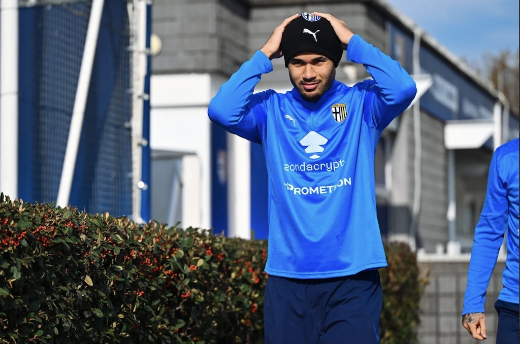 il centrocampista del Parma Calcio Simon Sohm in allenamento al centro sporrtivo di Collecchio