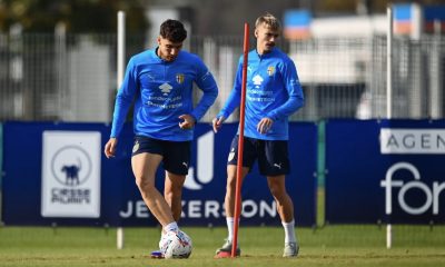 il difensore del Parma Calcio Botond Balogh in allenamento al centro sporrtivo di Collecchio