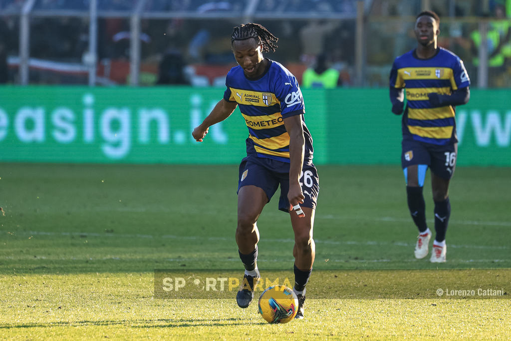 Parma Monza 2 1 18a giornata Serie A 2024 2025 Qoyo Coulibaly palla al piede