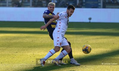 Parma Monza 2 1 18a giornata Serie A 2024 2025 Valentin Mihaila pressa Samuele Birindelli