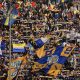 Parma Monza 2 1 18a giornata Serie A 2024 2025 sciarpe e bandiere gialloblu in curva Nord