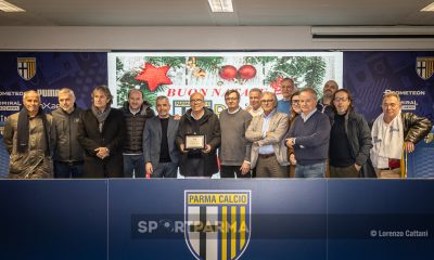 aperitivo di Natale con Parma Partecipazioni Calcistiche 19.12.2024 Fulvio Ceresini con il direttivo di PPC