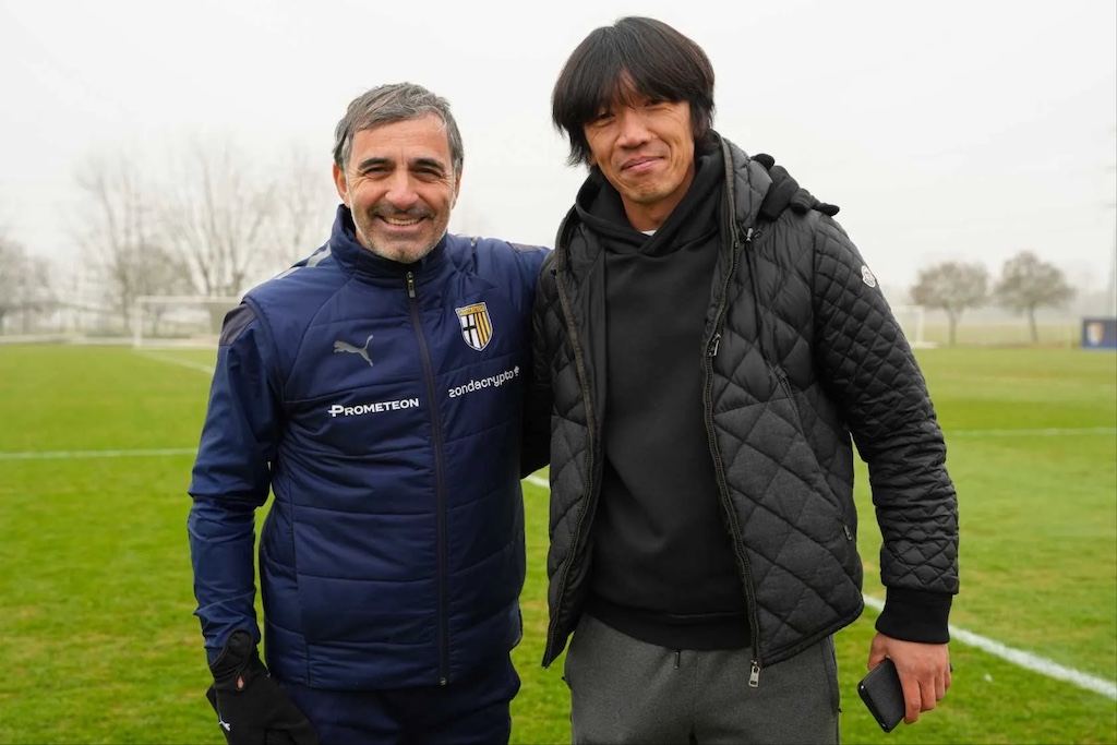 lallenatore del Parma Calcio 1913 Fabio Pecchia e Shunsuke Nakamura al centro sportivo di Collecchio