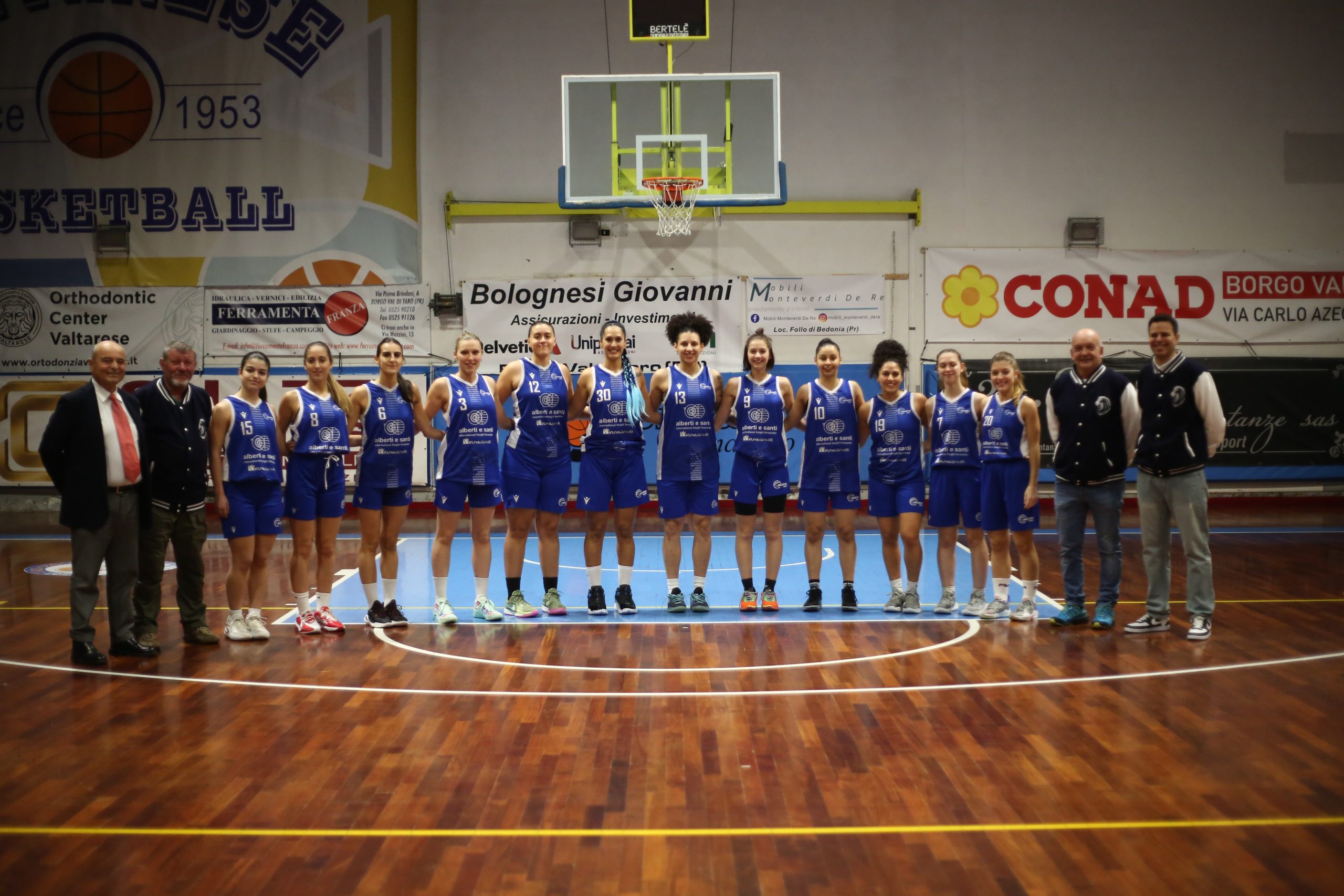 Alberti e Santi Valtarese Basket Serie B femminile s.s. 2024 2025 foto roster scaled