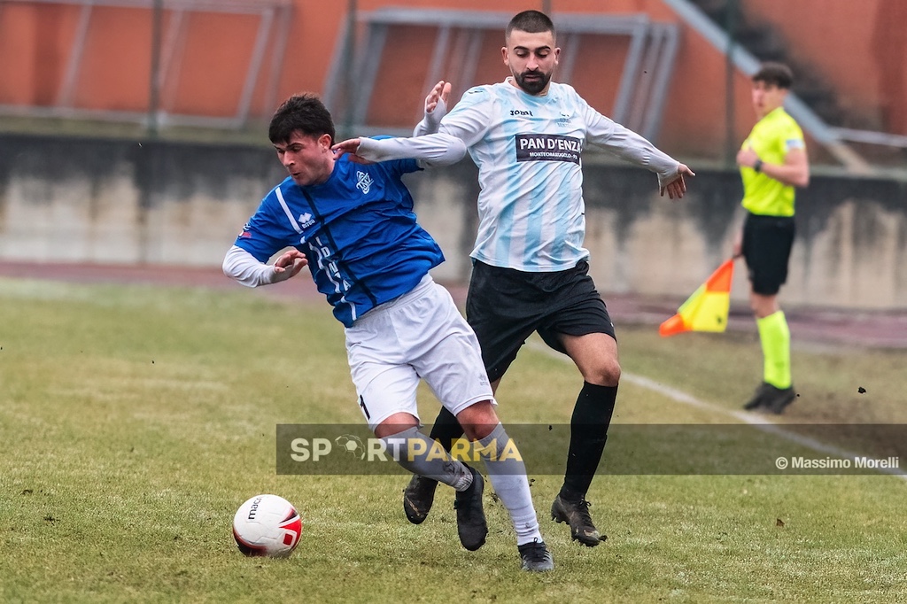 Fidenza Terme Monticelli 0 0 18a giornata Promozione gir. A 2024 2025 Matias Bacchini subisce fallo da Giovanni Tortora