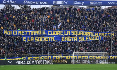 Parma Venezia 1 1 21a giornata Serie A 2024 2025 striscione polemico della Curva Nord contro la societa silente