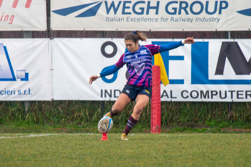 Zebre Parma femminile vs Iberians Sitges Francesca Granzotto 22 anni Unione Rugby Capitolina con la maglia delle Zebre NR